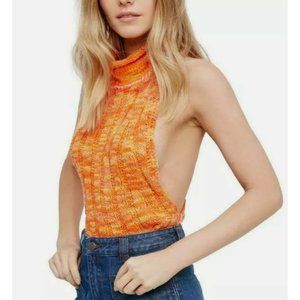 Free People Laguna Twist Back Tank Sweater Orange